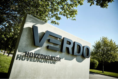 Verdo kontorbygning skilt logo